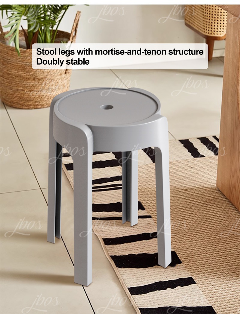 Jbos Stackable Nordic Round Stool Monoblock Thickened Plastic Household ...