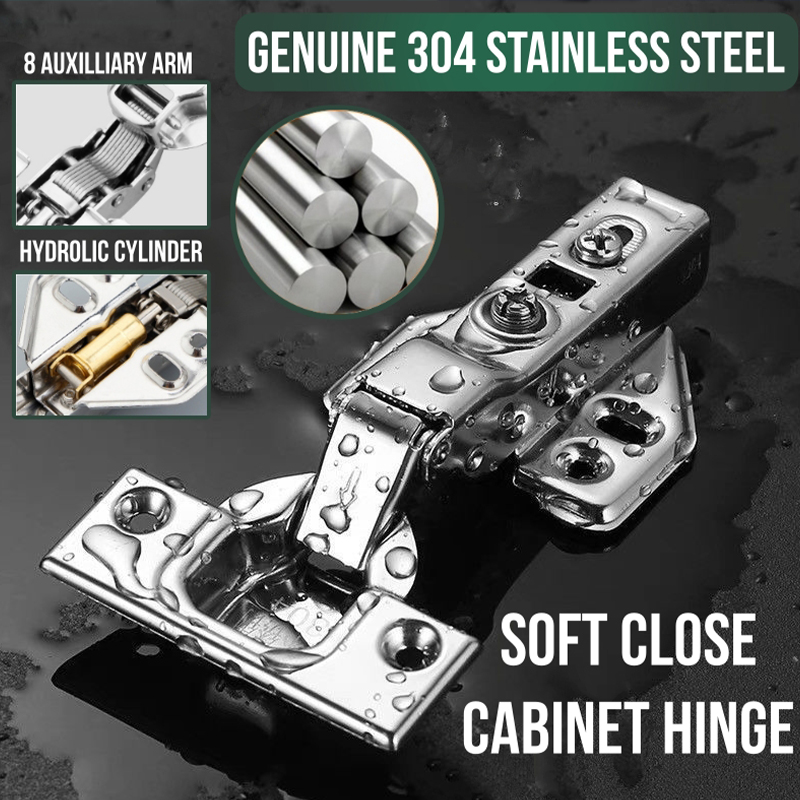 2pcs Stainless Steel Concealed Hinges Hydraulic Soft Close Hinges For ...