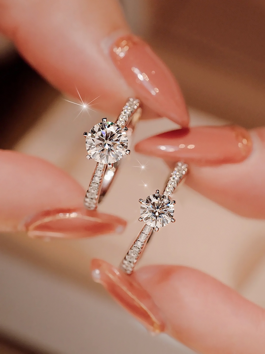 1 Carat D Color VVS1 Moissanite Engagement Ring 925 Silver 6 Prong ...