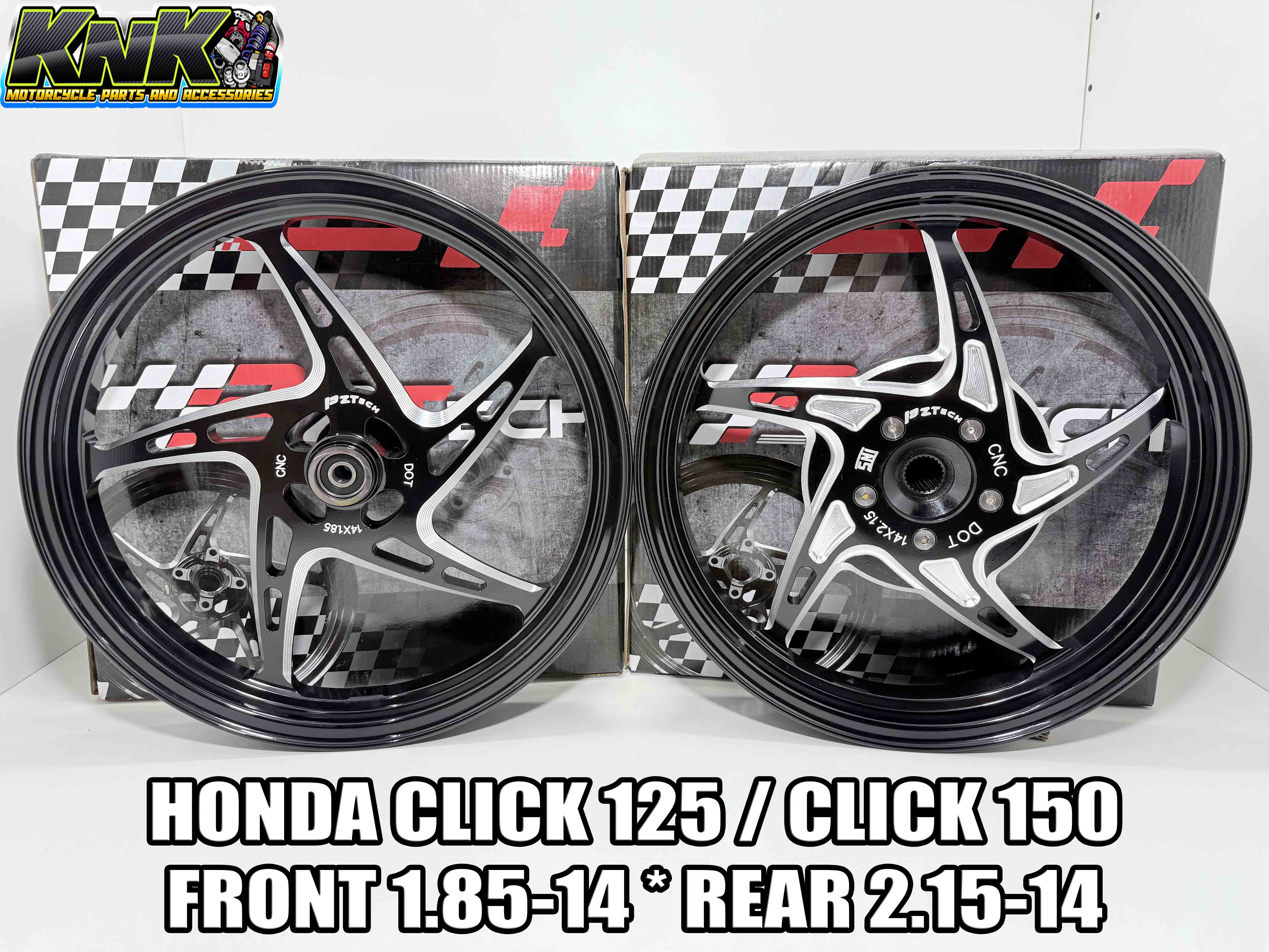 PZ TECH CNC MAGS WHIRLPOOL 14s 5 SPOKES FOR HONDA CLICK 125 CLICK 150 ...
