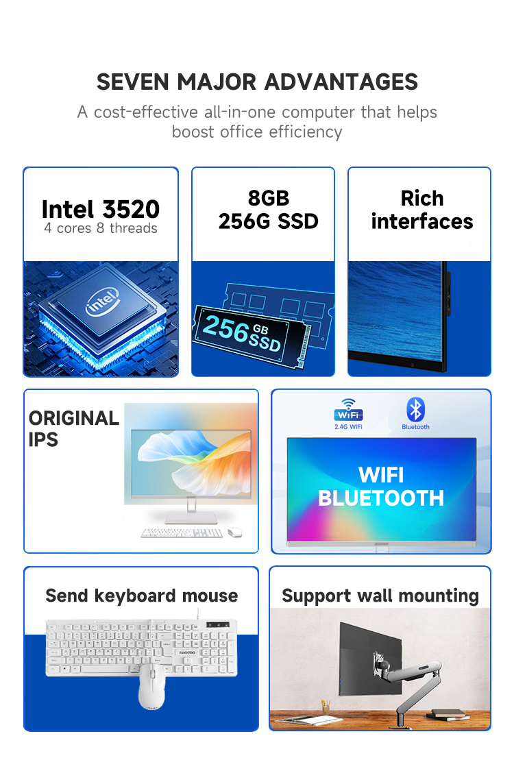 Jeaansp All In One Pc Computer 24inch Intel I3i5i7 8g Ram 256g Ssd 