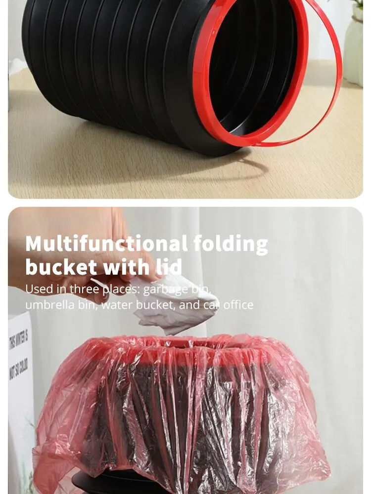 Car trash can car portable folding telescopic bucket car storage bucket ...