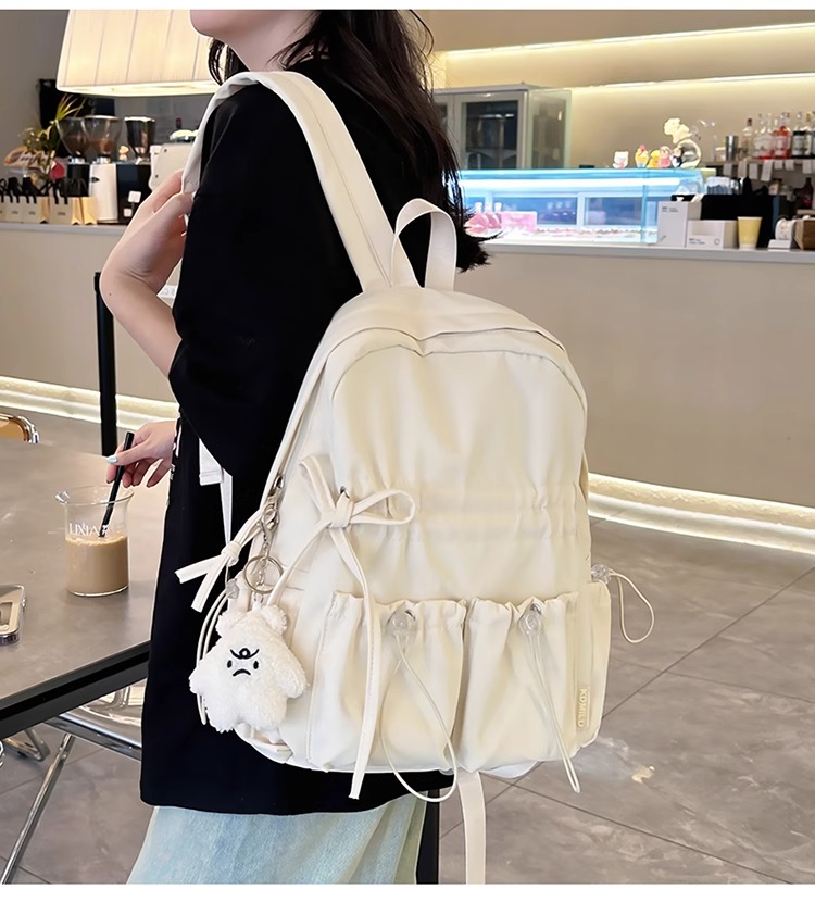 Japanese Ins Backpack School Bag Drawstring Bow Partition Large ...