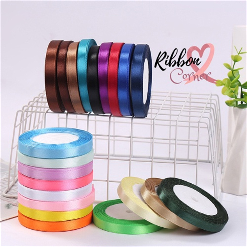 (25Yards) 1cm Satin Ribbon Roll Gift Packaging Ribbon Flower Decor DIY ...