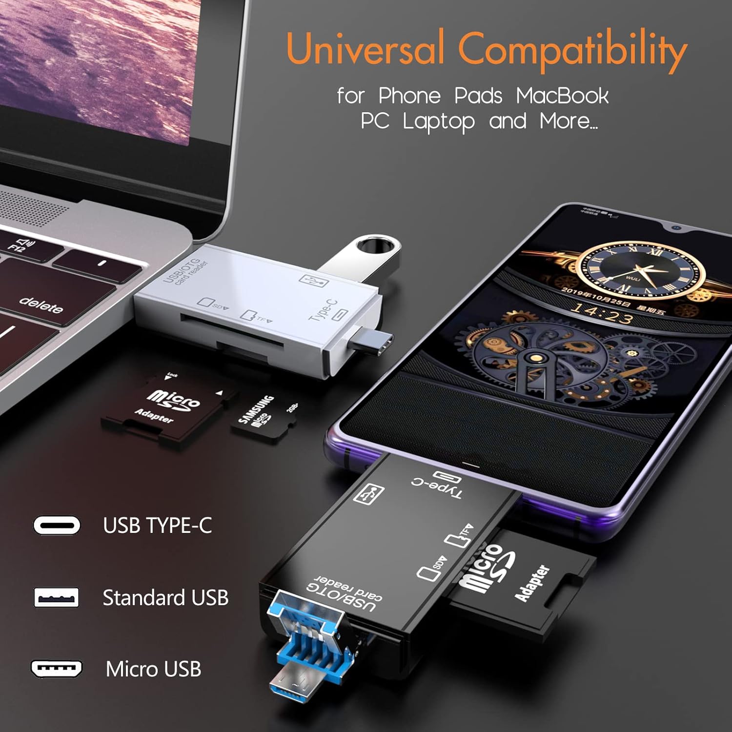 ALLAN 6 in 1 USB C SD/TF Card Reader MicroUSB OTG Card Reader ...