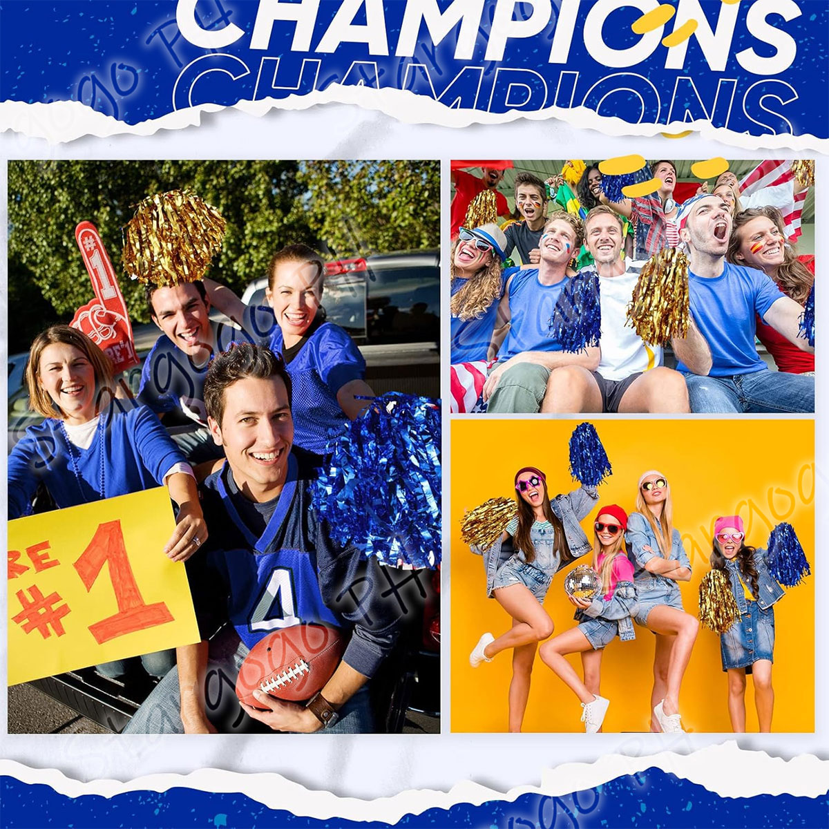 2PCS Cheerleading Pom Poms Haqndheld Cheering Pompom Cheer Clapper ...