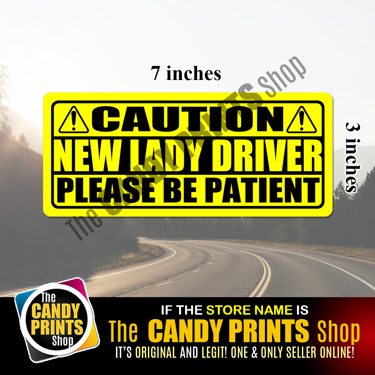 7 x 3 inches - Magnetic and Vinyl Car Sticker (CAUTION - NEW LADY ...