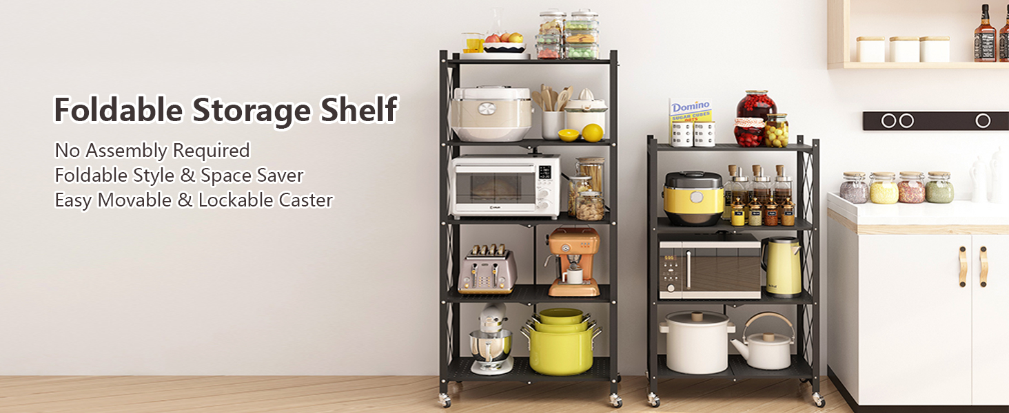 [COD] 5 layer Foldable Kitchen Rack Organizer Heavy Duty Metal Rack ...