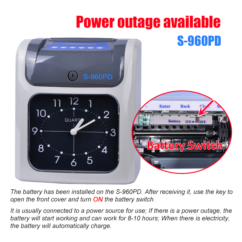 24/12 Hour System Bundy Clock With Timecard Power Outage Available With ...
