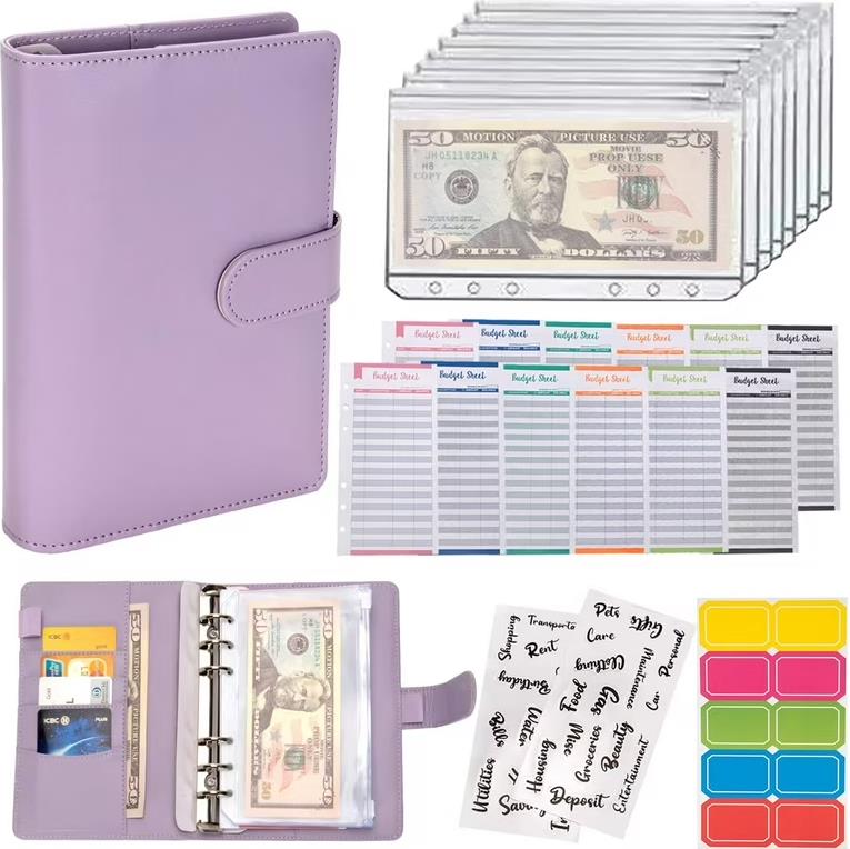 A6 Binder Planner Notebook with 12pcs Cash Envelope Pockets 6-Hole ...