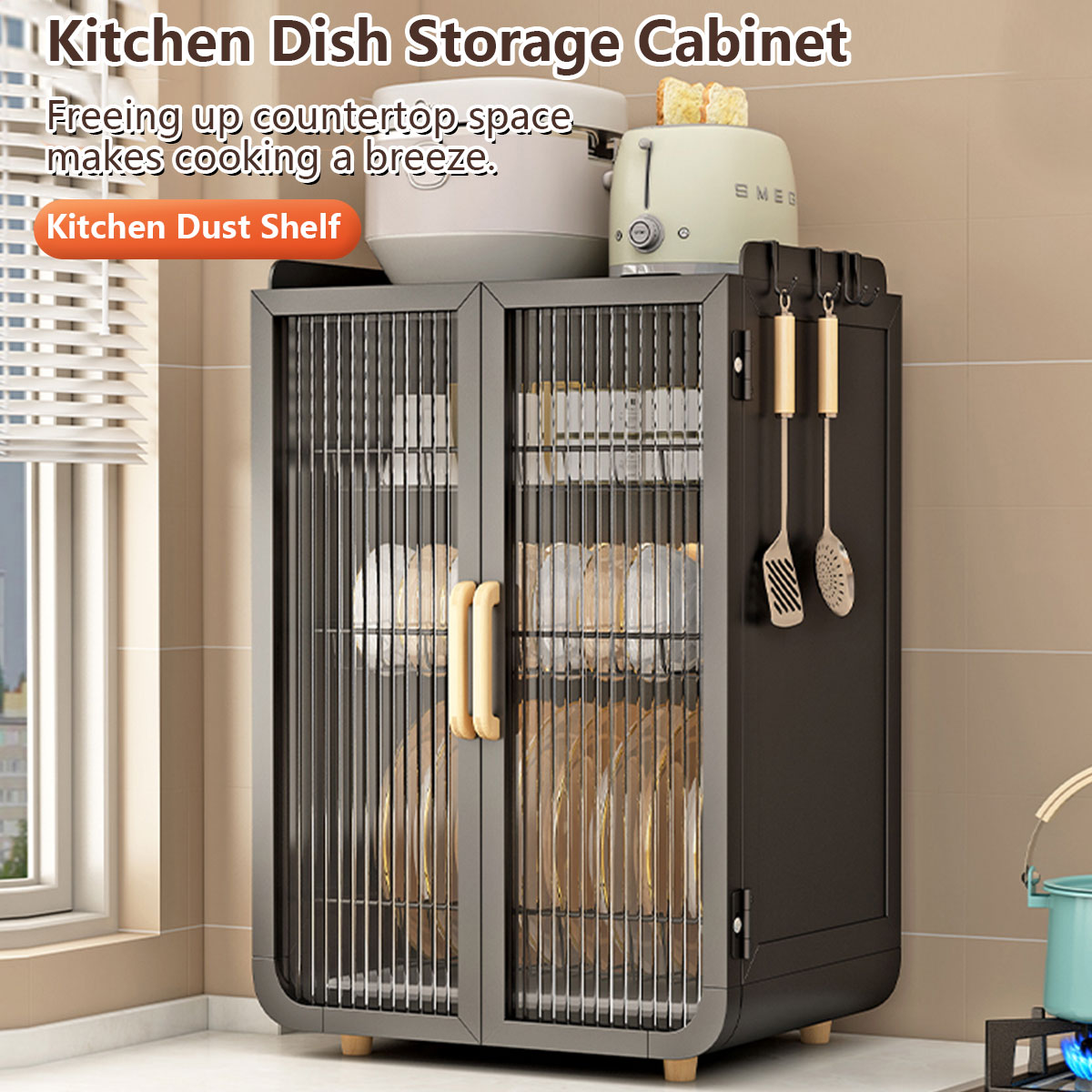 Jiditech 2/3Layers Large Capacity Dish Cabinet Dish Rack Kitchen ...