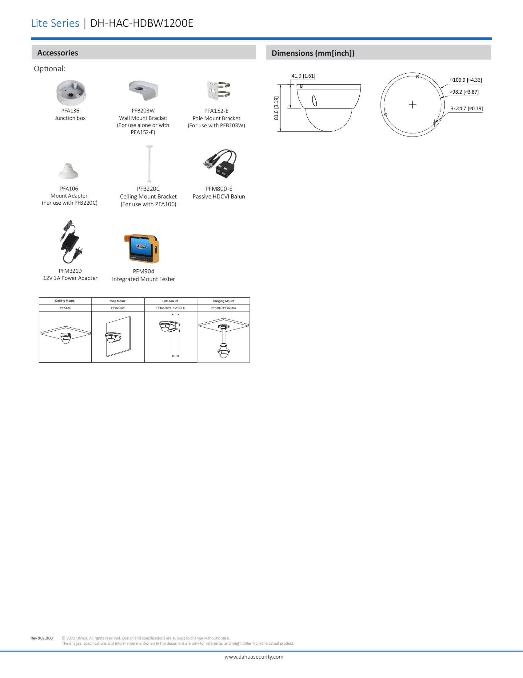 Dahua HD 2MP HDCVI IR Dome Camera motorized lens Outdoor waterproofing