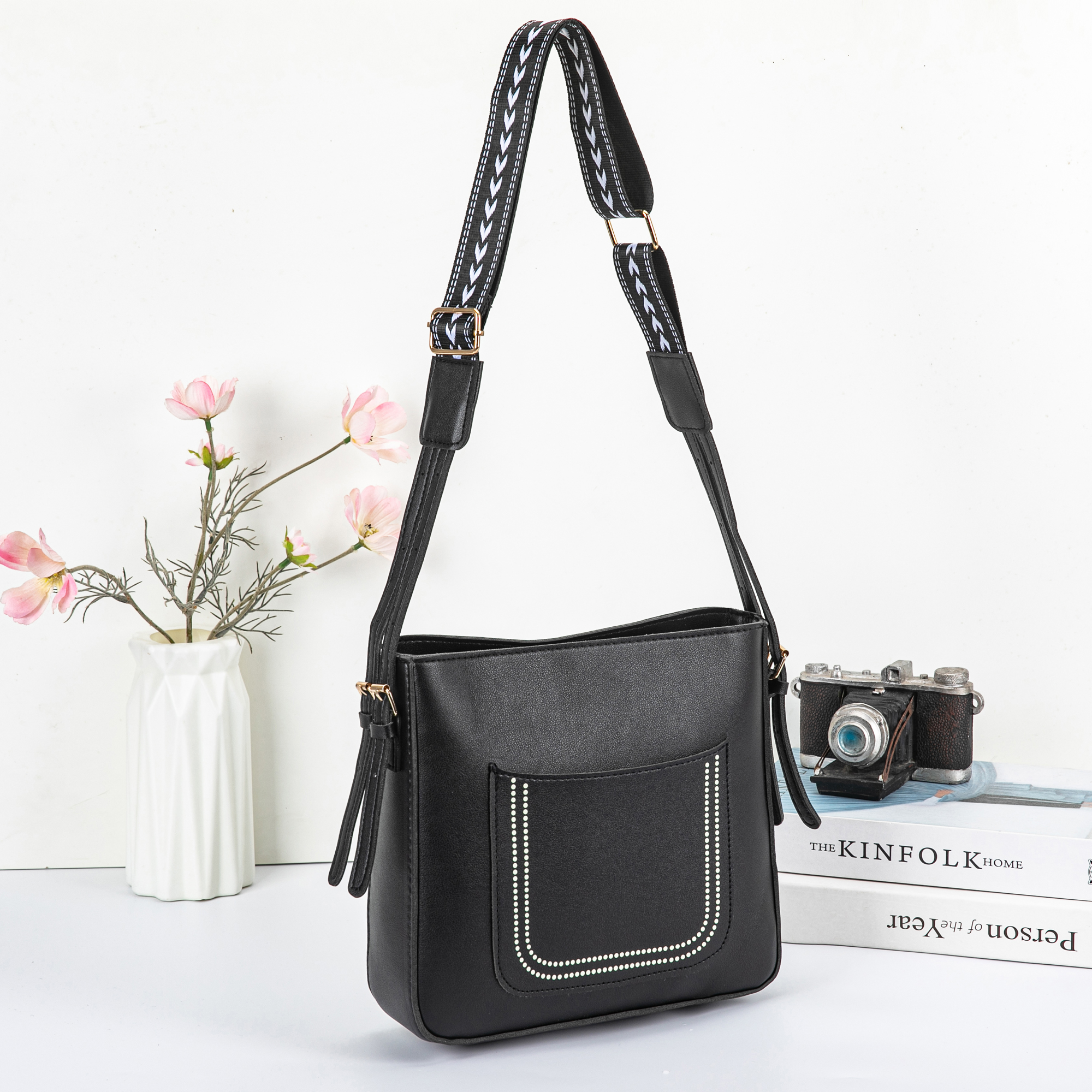 Mumu 2056 Korean Leather Women Sling Bag Wide Shoulder Medium Bag For ...
