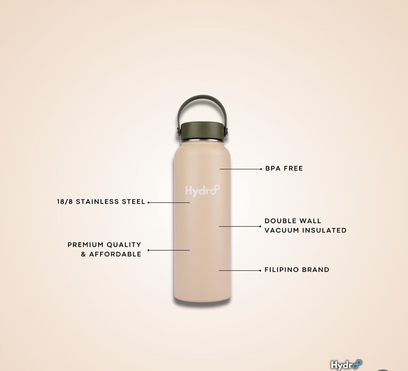 Hydr8 40oz Wide Mouth Double Wall Vacuum Insulated Flask Stainless ...