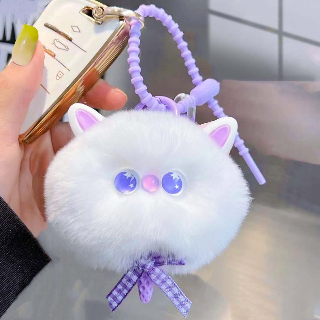 Cute Keychain Pendant Fluffy Keychain Pendant Key Rings Fur Ball ...