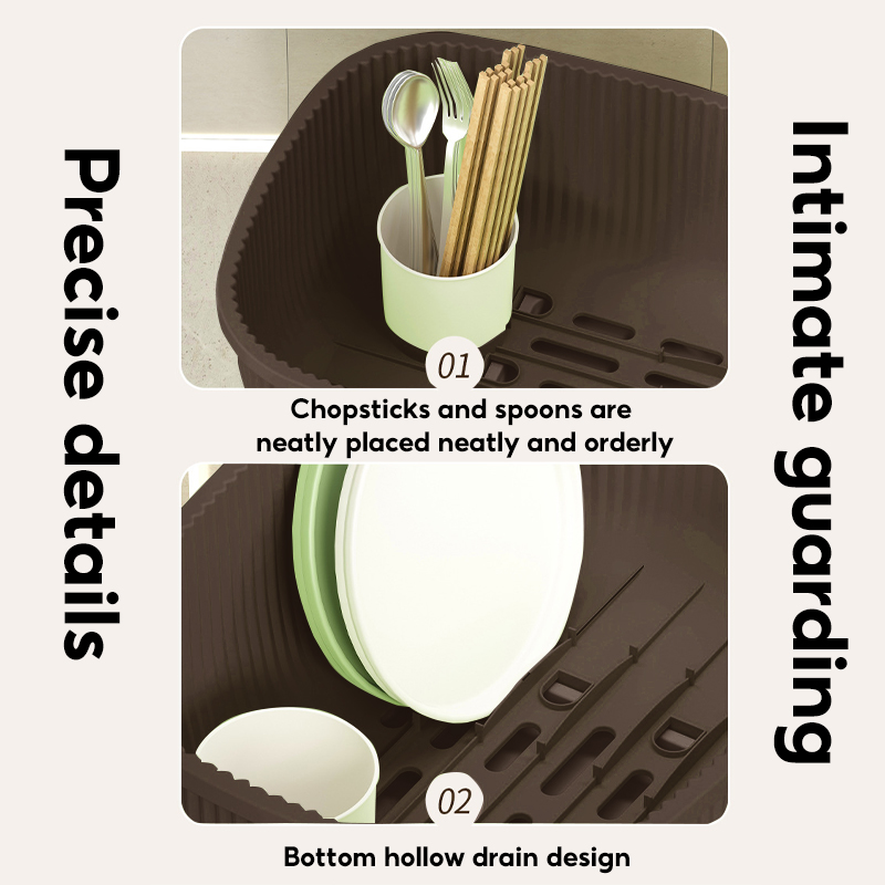 CHIT Dish Rack With Cover Plastic Plate Drainer Organizer Dustproof ...