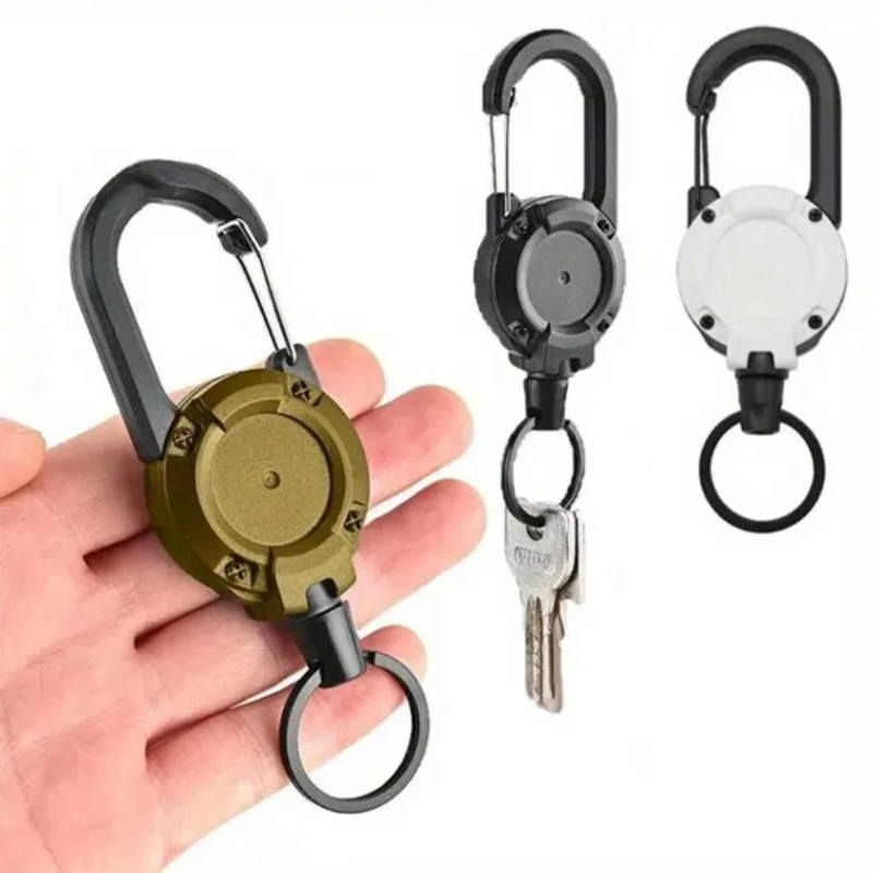 Outdoor Stretch Keychain Easy Pull Backpack Wire Rope Telescopic Buckle ...