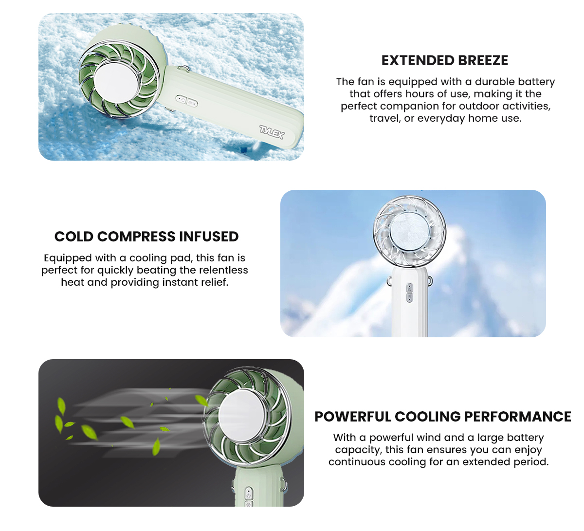 Tylex XM62 Handheld Folding Refrigerant Fan 3-Gears Windspeed ...