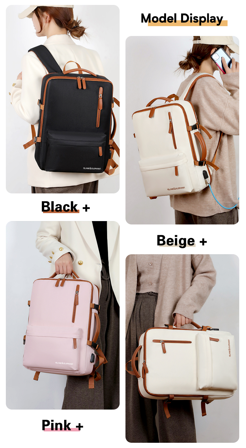 ISLAND ELEPHANT Laptop Backpack 16inch Expandable Travel Backpack For ...