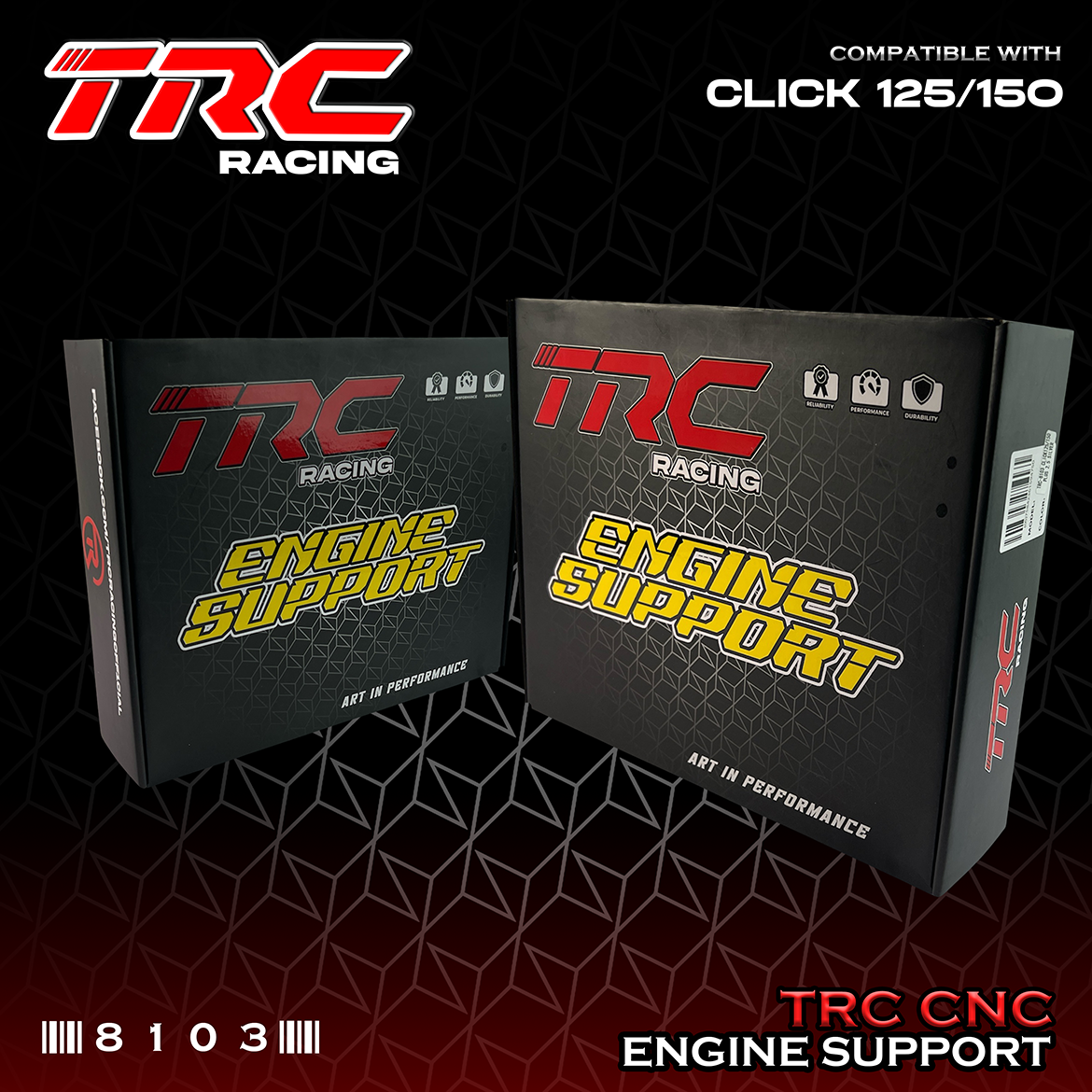 TRC RACING CNC ENGINE SUPPORT PLUS 2.5 for CLICK 125/150 8103 | Shopee ...