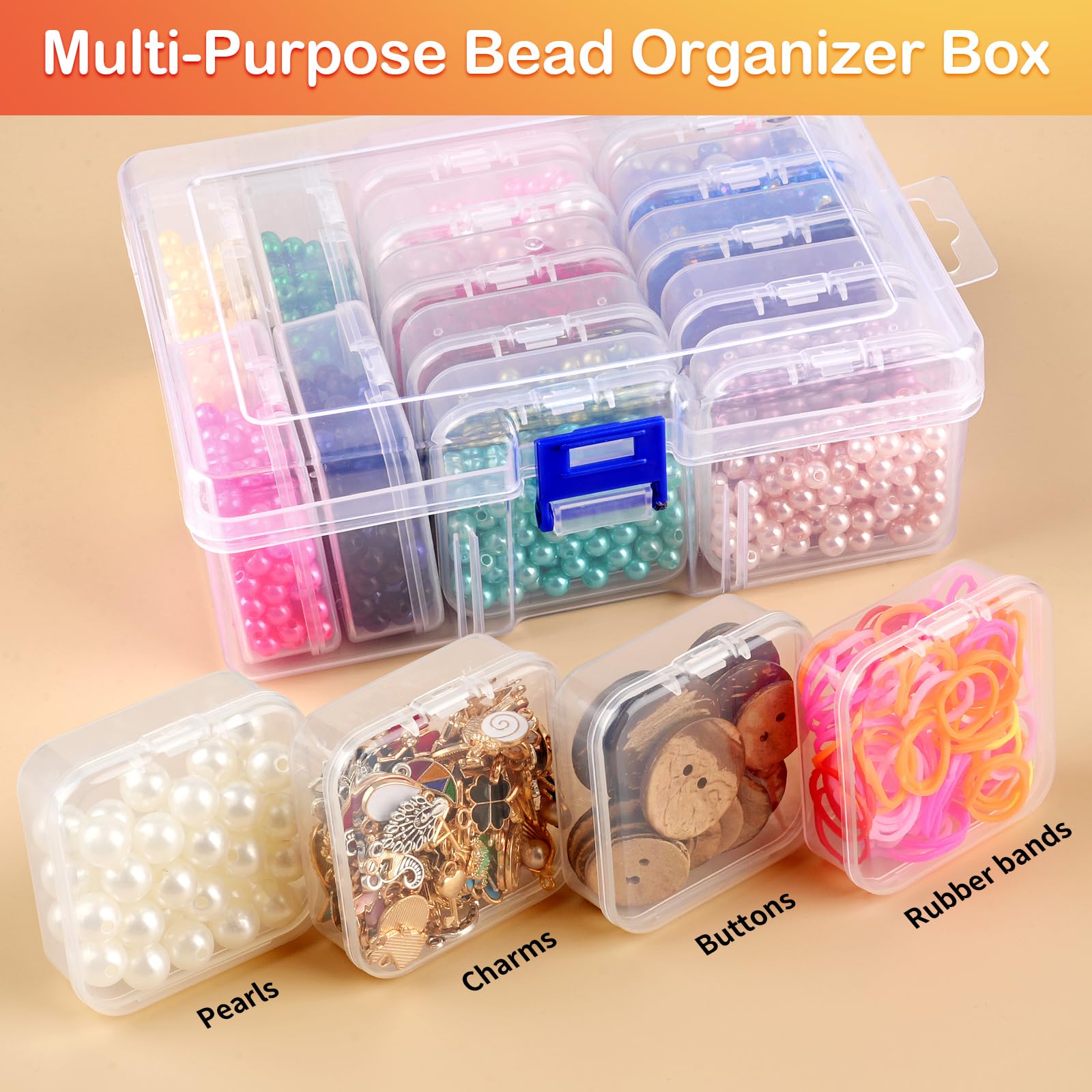 29Pcs Bead Storage Organizer Box Plastic DIY Kit Containers Mini Clear ...