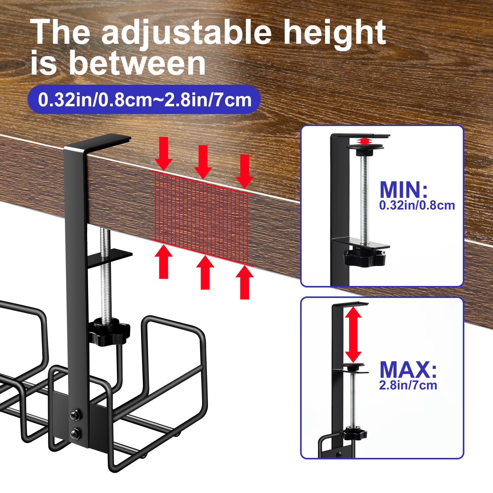 Cable Management Rack Under Desk Tray No Drill Under Desk Wire ...