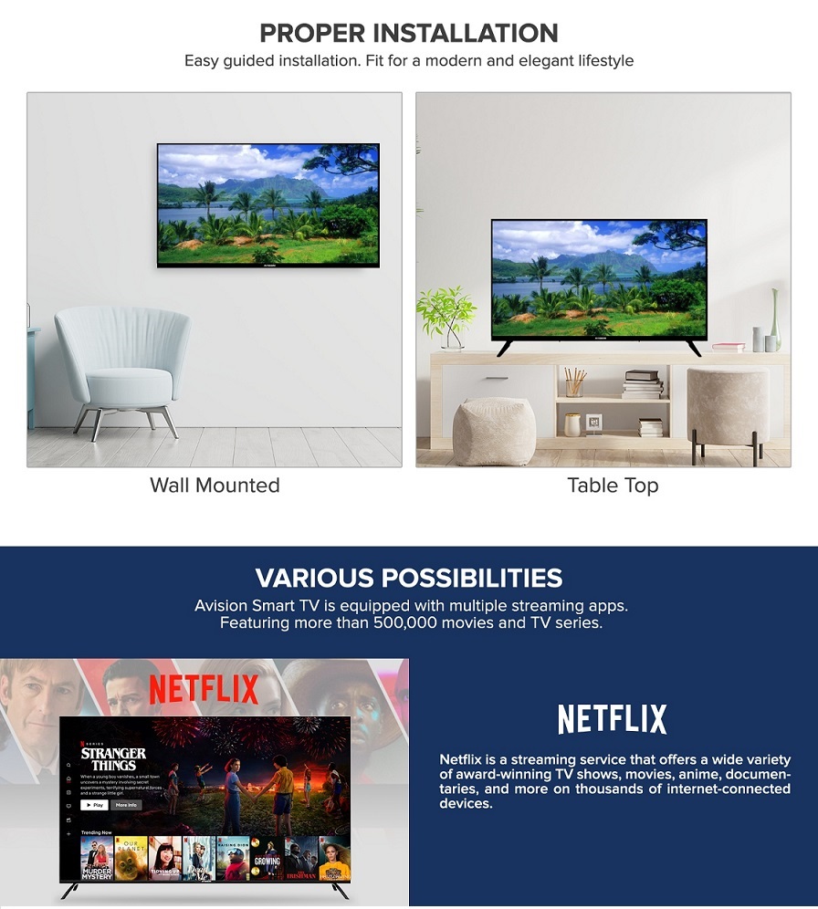 Avision 32 Inch Smart Android HD Ready LED TV w/ Built-in Netflix ...
