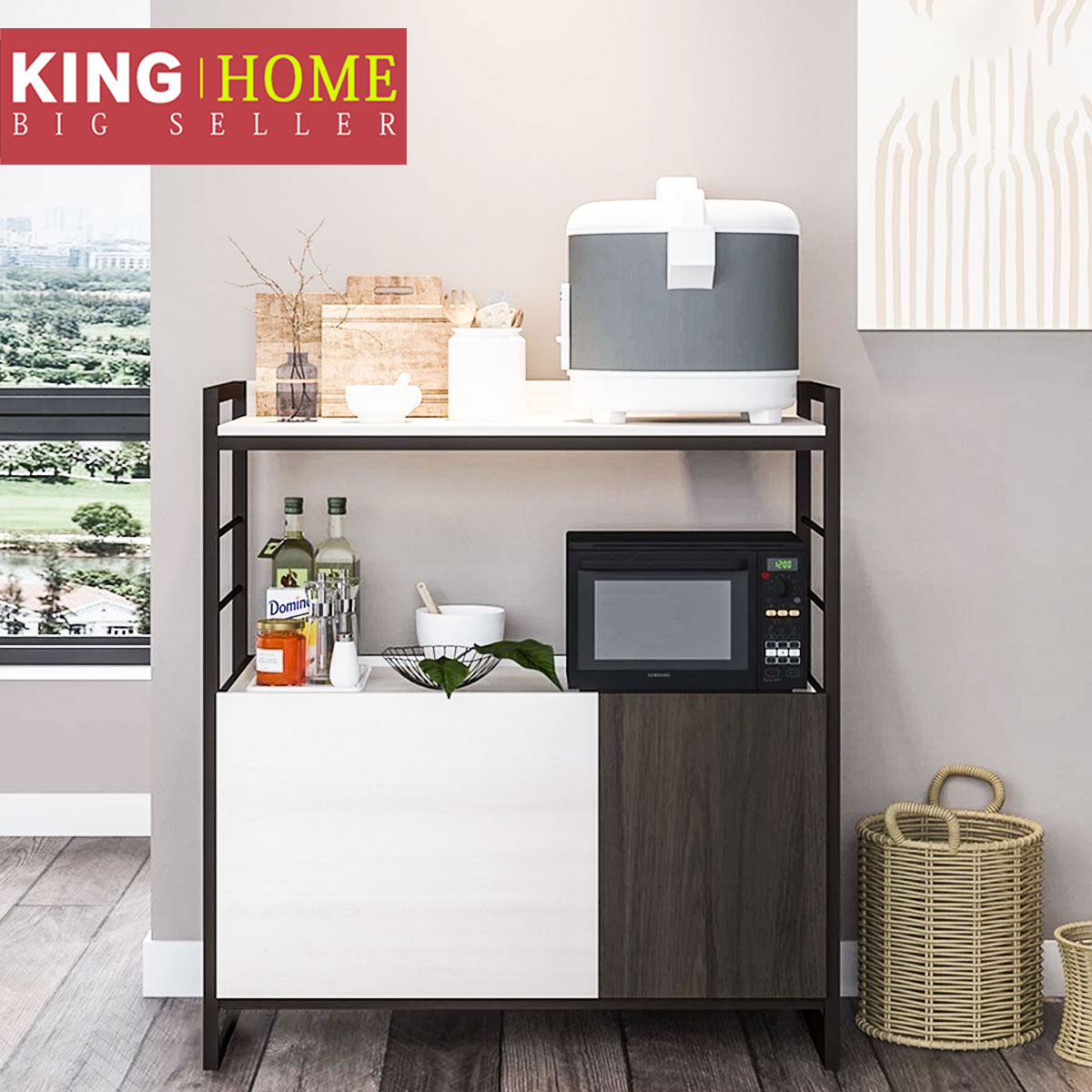 Vertical microwave storage cabinet, multi-layer kitchen storage rack ...