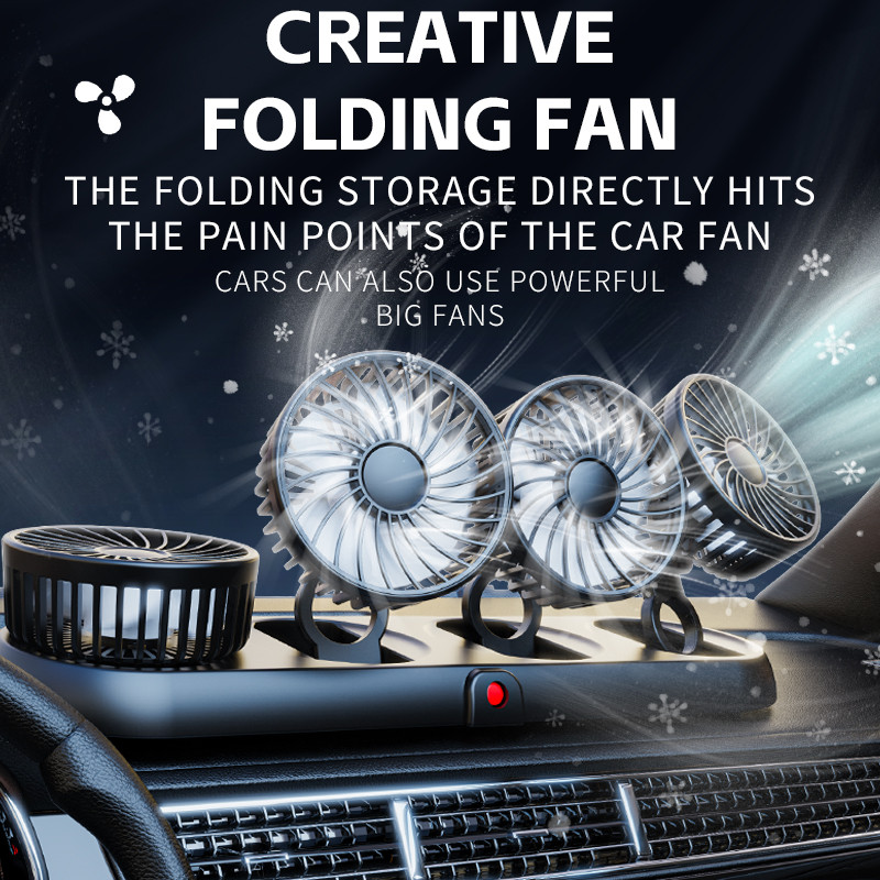 4-Head Car Fan 360° Rotatable Foldable USB Cooling Fan for Car | Shopee ...