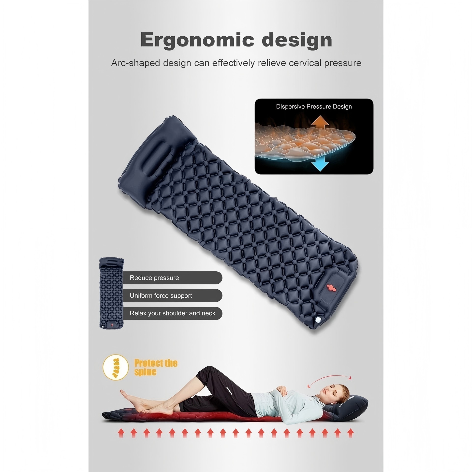 Camping Sleeping Pad Inflatable Mattress with Pillows Ultralight Air ...