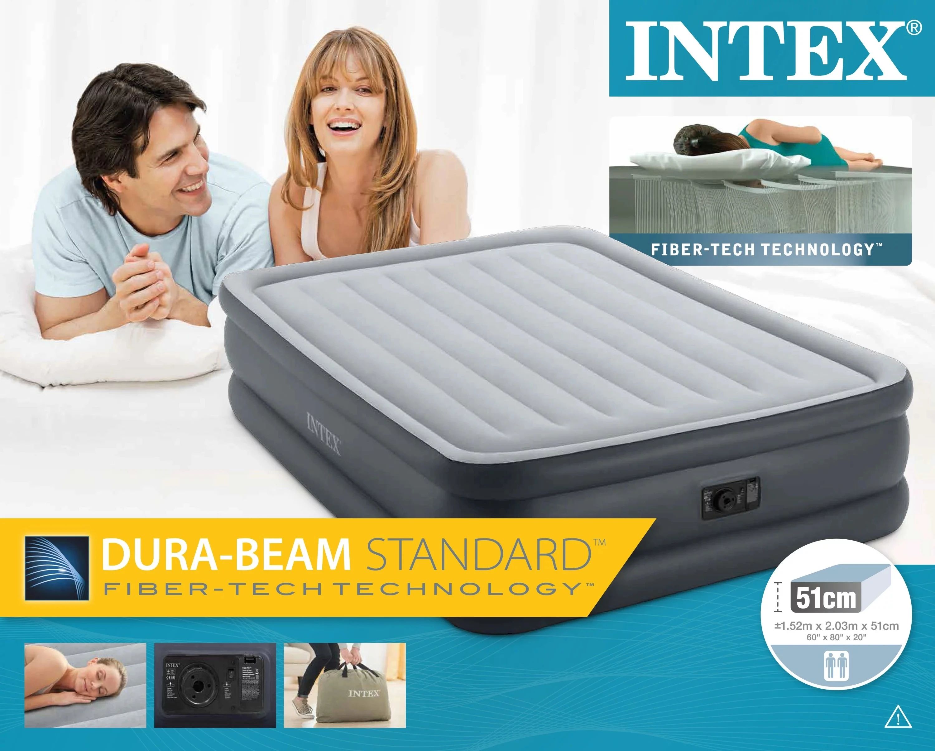 INTEX 67768 1.37M For 2 Person DURA-BEAM Deluxe Fiber-Tech Technology ...
