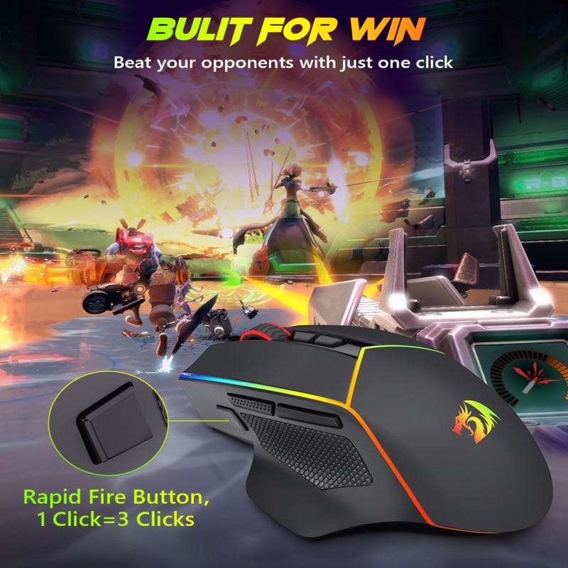 REDRAGON AXE PRO RGB Wireless Gaming Mouse, 2.4G/BT/Wired Tri-Mode ...