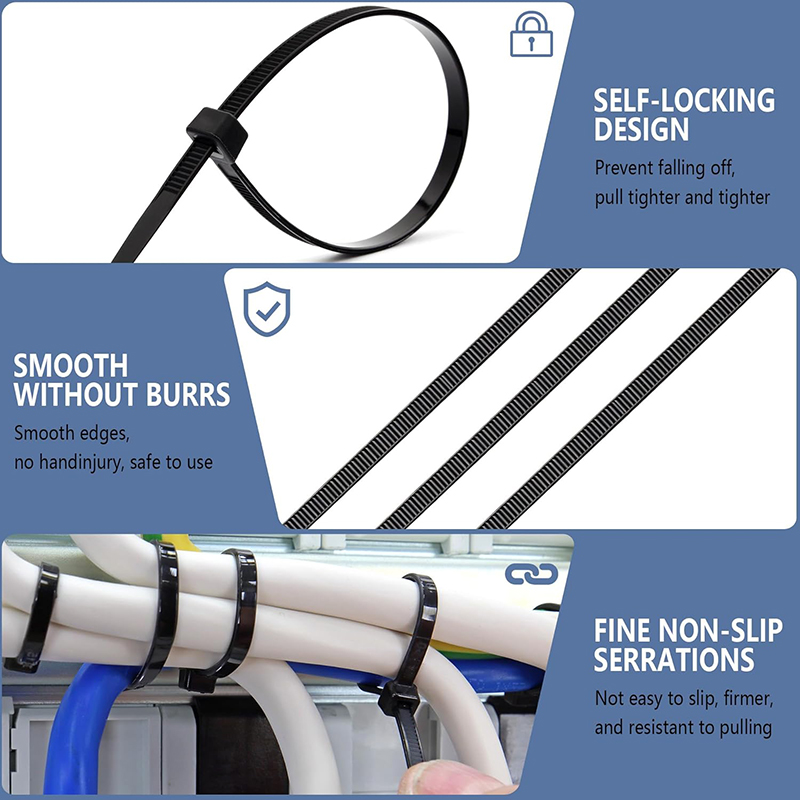 100PCS Heavy Duty Nylon Cable Zip Ties Self Locking Zip Ties Cable ...