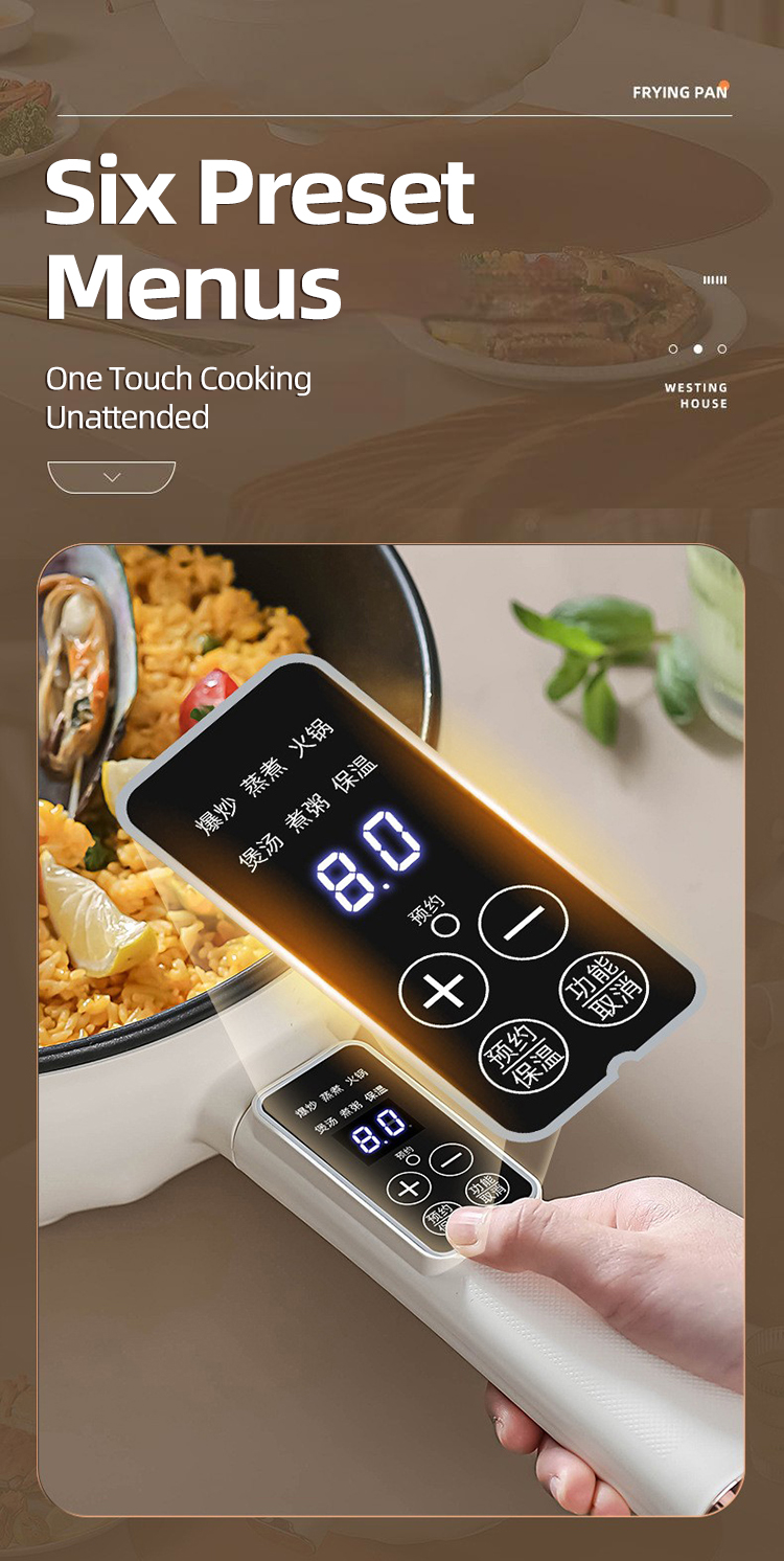 1500W 5.5L Electric Frying Pan All-In-One Cooking Pot Elecrtic Cooker ...