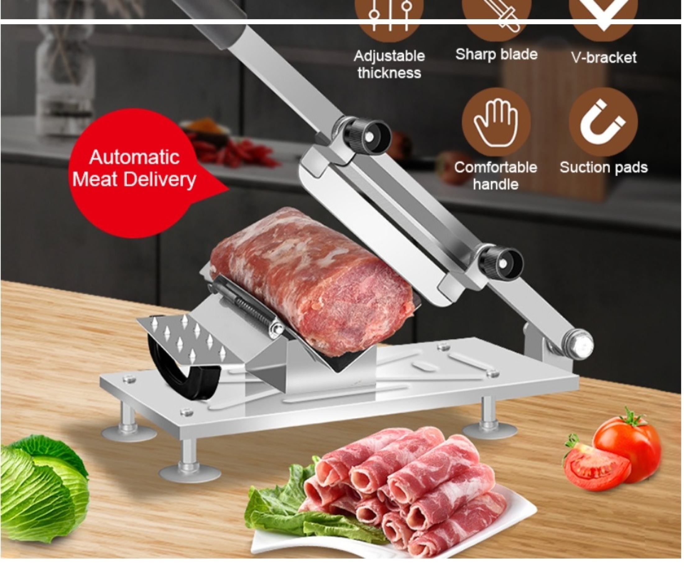 Manual Meat Slicer Cutter Bacon Slicer Fat Beef And Mutton Roll Slicer ...