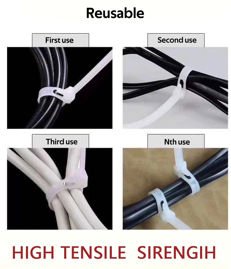 100PCS/Pack Colored Nylon Cable Ties Multipurpose Self Locking Zip Wire ...