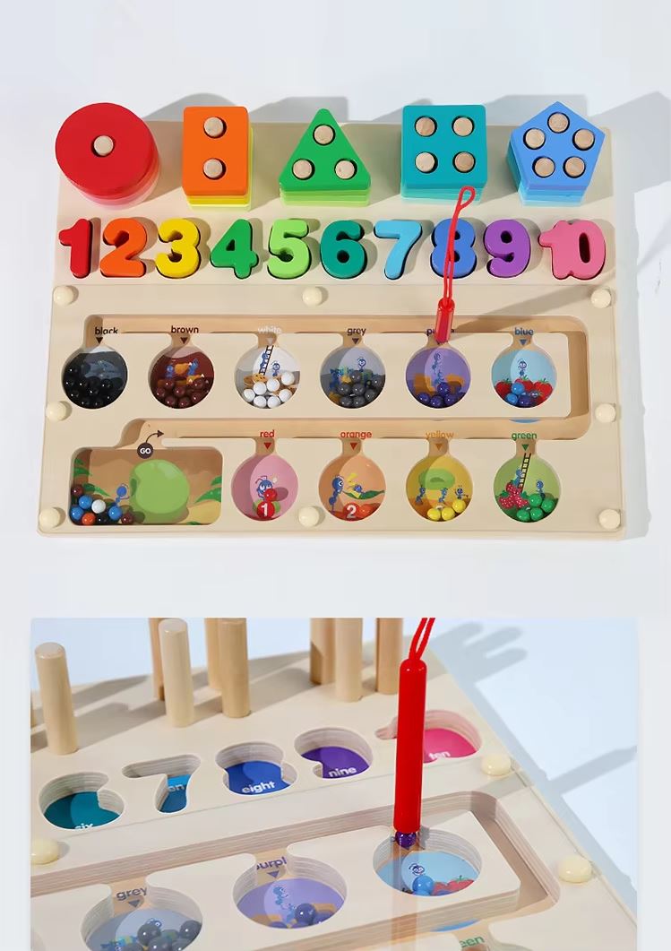 Kids 3in1 MAGNETIC COLUMN BOARD Color Number Shape Sorting Pairing ...