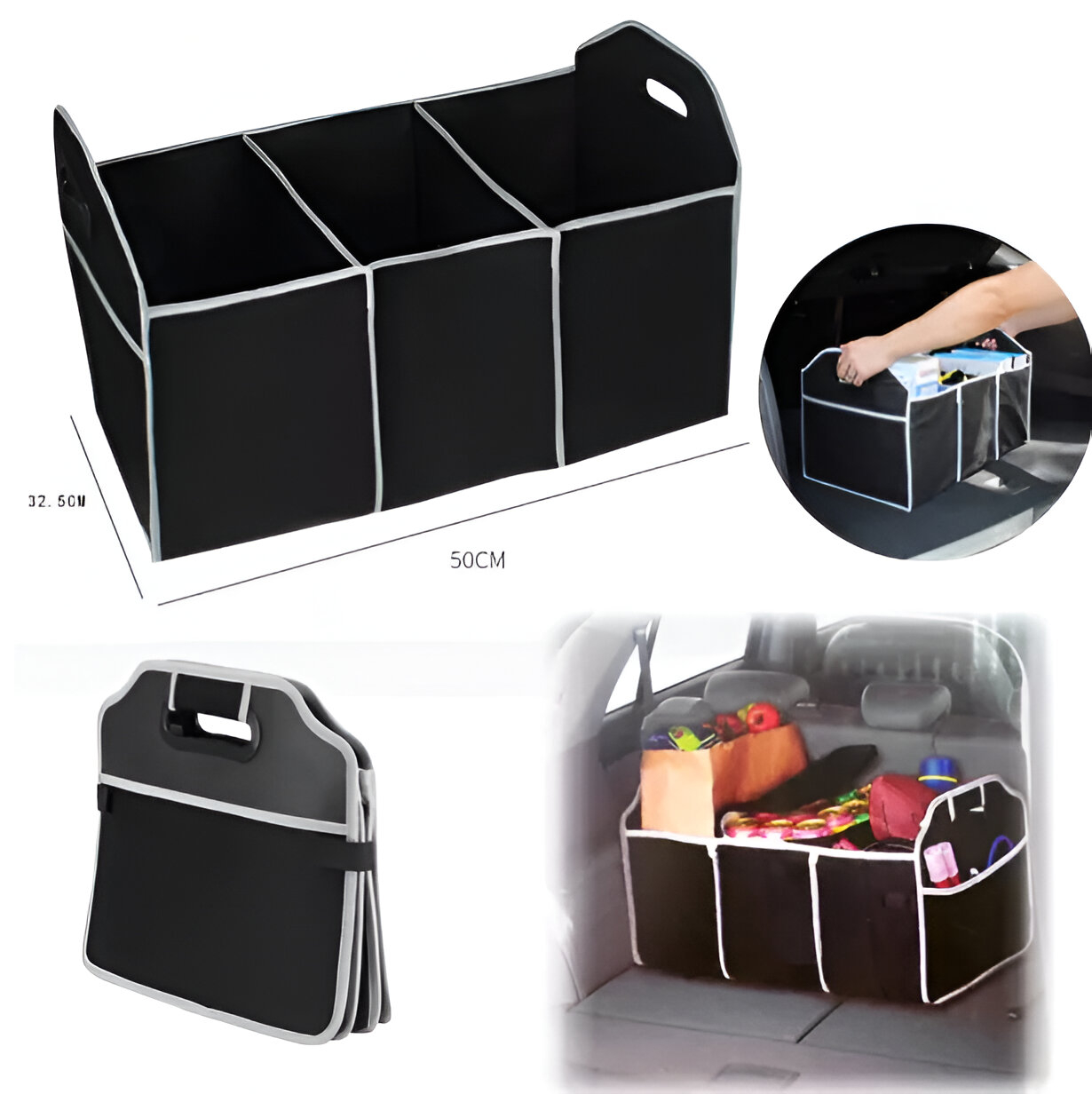 Car Boot Organizer Storage Bag Folding Car Trunk Storage Box Tools Box ...