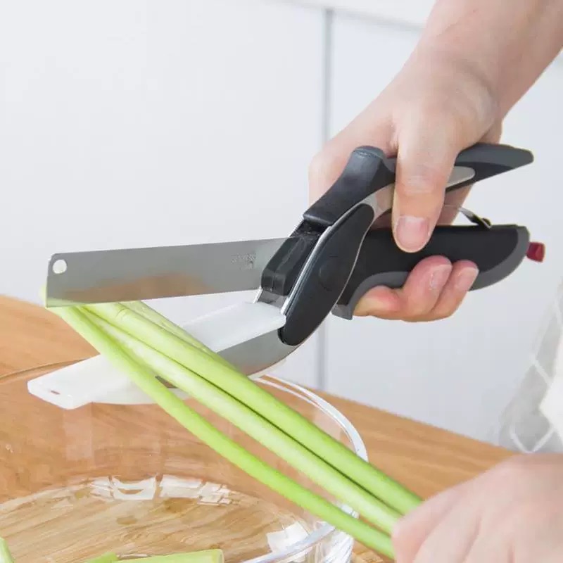 Kitchen Vagetable Clever Cutter 2 in 1 Scissors Multi-purpose Clever ...