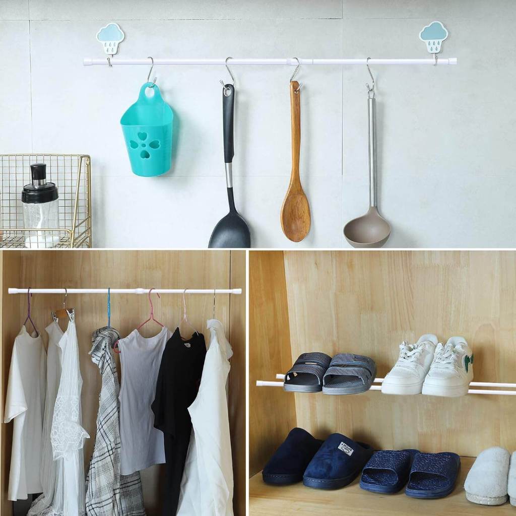 Extendable Punch-free Shower Kitchen Curtain Rod Multifunction ...