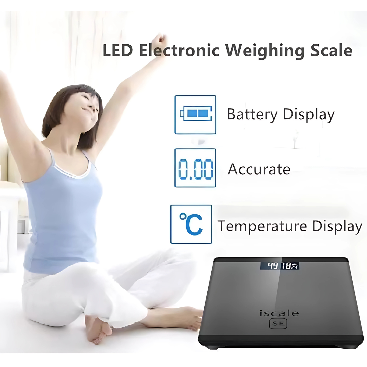 100% Original scale Digital LCD Electronic Tempered Glass Body Weighing ...