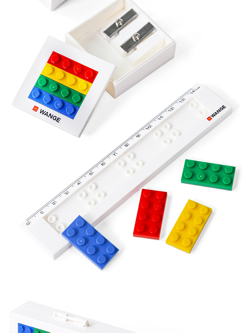 3D Bricks Stationery Set Pencil Case Building Blocks ruler Sharpener ...