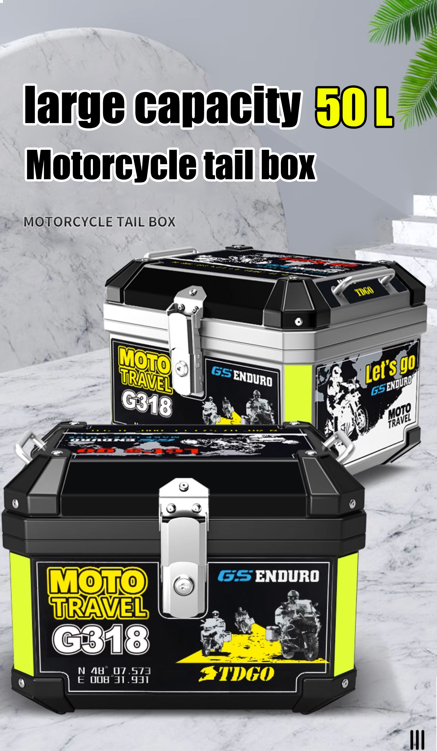 50/62L Motorcycle Top Box Motorcycle Compartment universal motorcycle ...