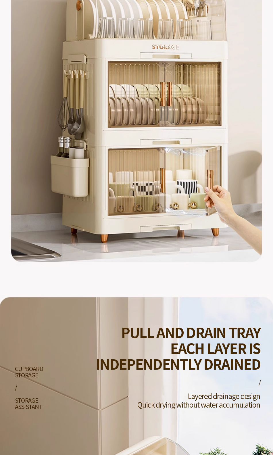 DRG Plastic Dish Cabinet Foldable Dish Drainer Drying Rack Aesthetic ...