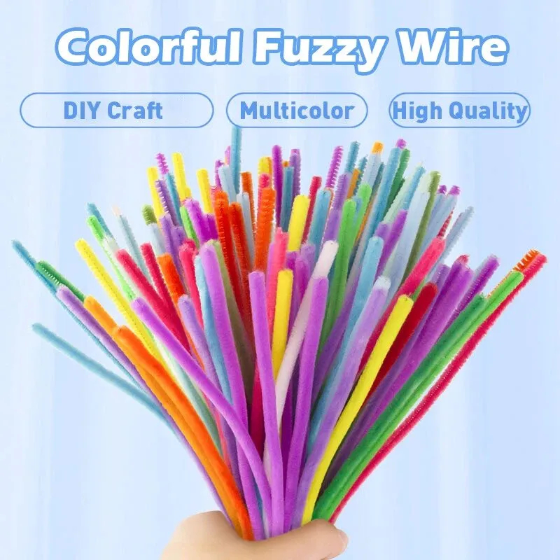 100Pcs Multicolor Dense Fuzzy Wire Pipe Cleaner Craft Flower Handmade ...