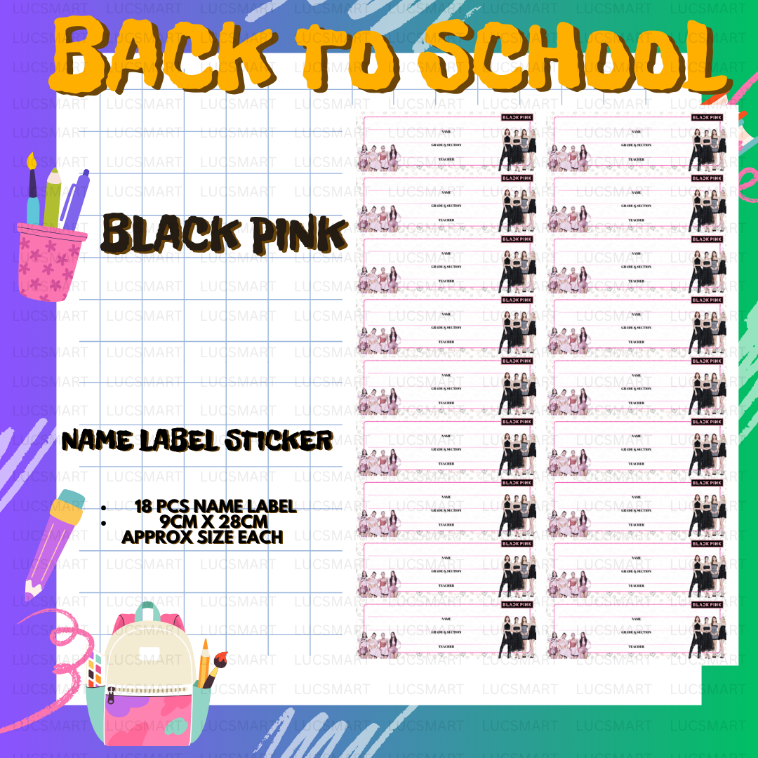 LUCSMART Fast shipping - NEW DESIGN BLACK PINK THEMED Subject and Name ...