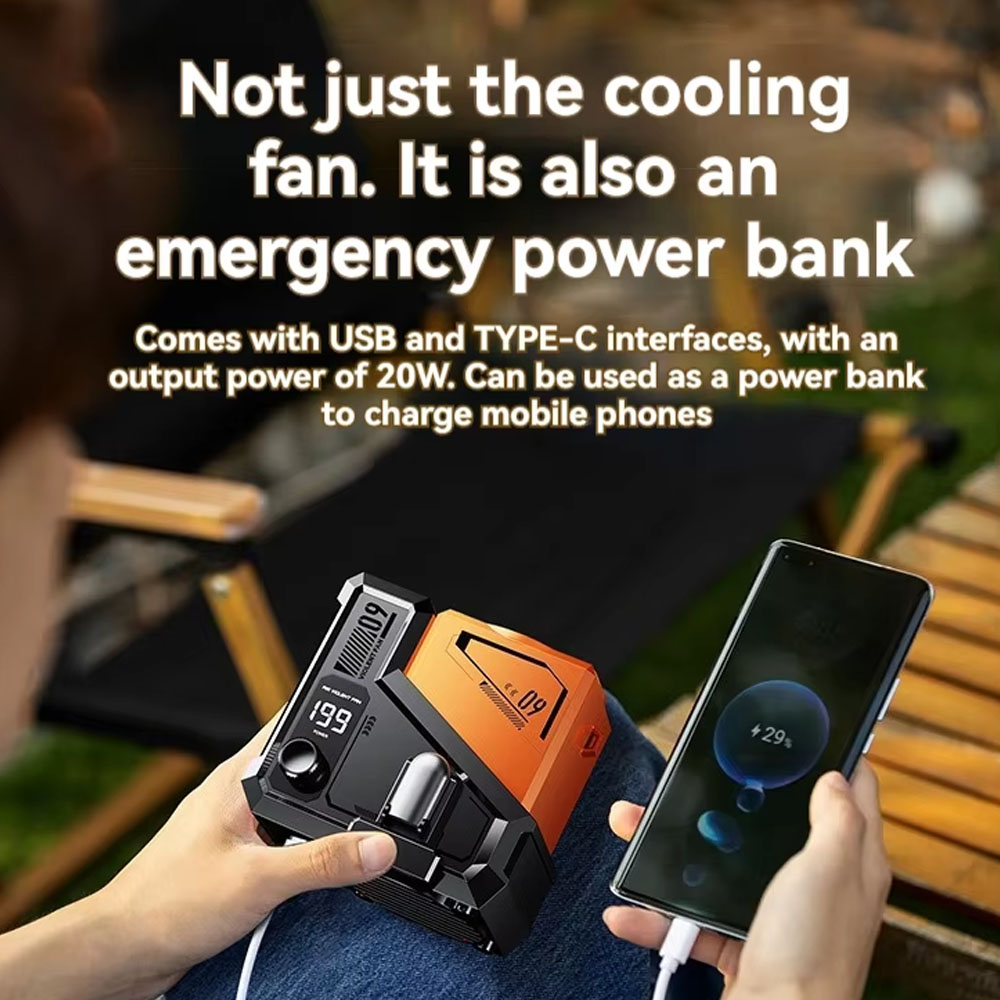 12000mAh Outdoor Waist Clip Fan Portable waist-mounted Summer Cooling ...
