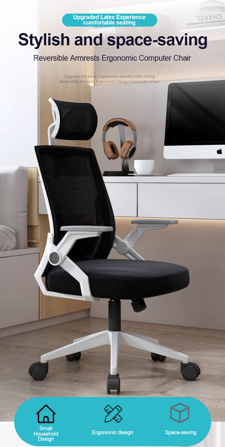 MC&HOME Ergonomic Office Chair Breathable Mesh Office Chair Adjustable ...