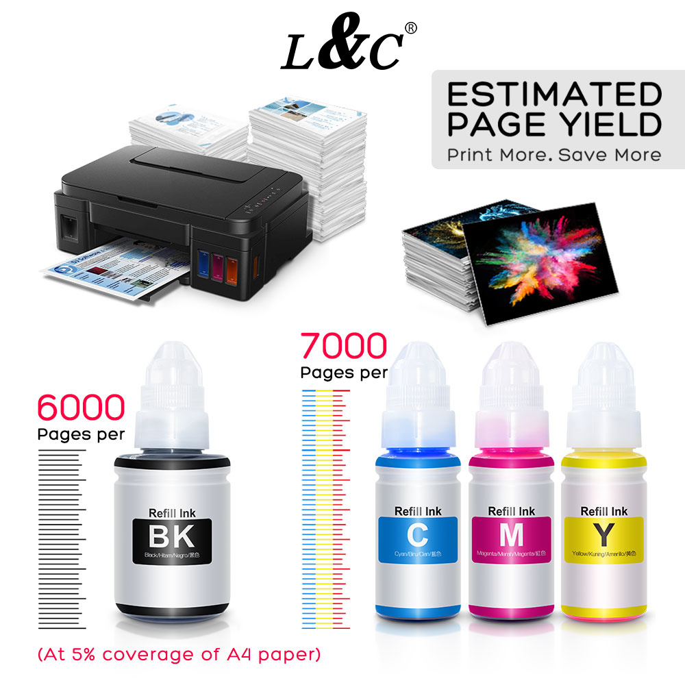 L&C Refill 790 Ink 1PC Black Dye Ink For Canon Printer Pixma E3370 ...