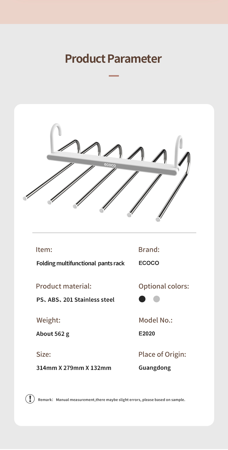 Ecoco Pants Hanger Folding Expansion 6-In-1 Wardrobe Storage Rack Non ...